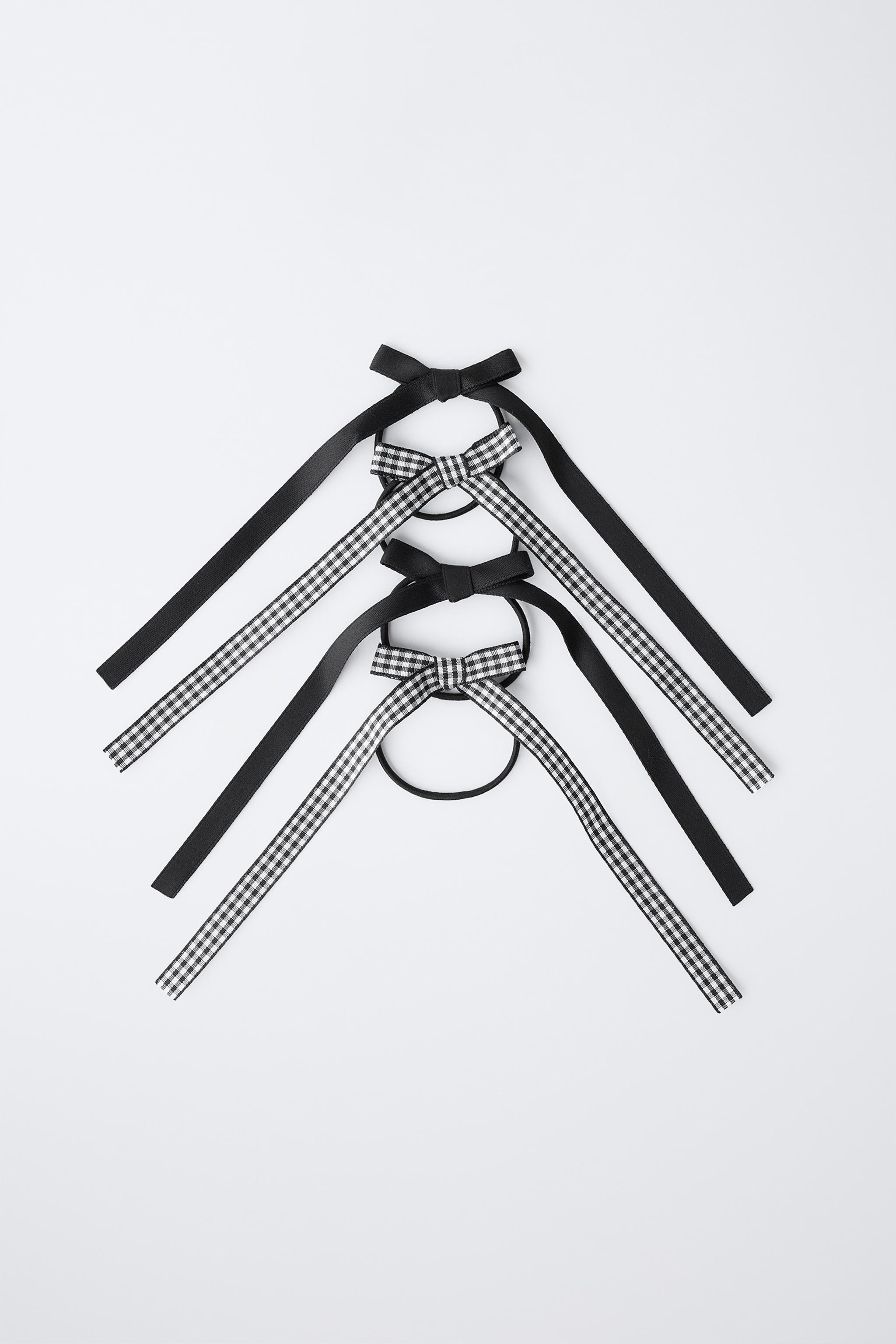 FOUR-PACK OF GINGHAM BOW HAIR TIES